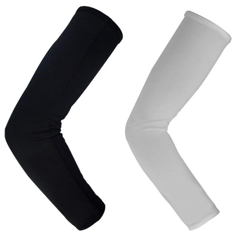 Tayfremn 10 Pairs Unisex Arm Sleeves, Arm Sleeves UV Sun Protection Cooling Sleeves for Women Youth Arm Cover Sleeves for Boys Girls Bike Riding Baseball Basketball Running Outdoors Activities, Black and White - Image 2